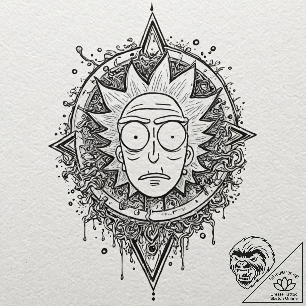 A graphic novel style tattoo of rick and mort... - tattoo sketch (№1751469043_0, 02.07.2025 15:10) — tattoovalue.net