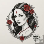 A neo-traditional tattoo of melisandre, the r… – tattoo sketch (№1751469125_0, 02.07.2025 15:12) — tattoovalue.net