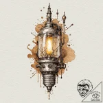 Vacuum tube, concept art for tattoo, sepia to… – tattoo sketch (№1751469207_0, 02.07.2025 15:13) — tattoovalue.net