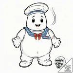 A neo-traditional tattoo of the stay puft mar… – tattoo sketch (№1751469370_0, 02.07.2025 15:16) — tattoovalue.net