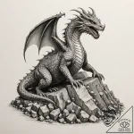 A sketch of smaug the dragon on his pile of g… – tattoo sketch (№1751469451_0, 02.07.2025 15:17) — tattoovalue.net
