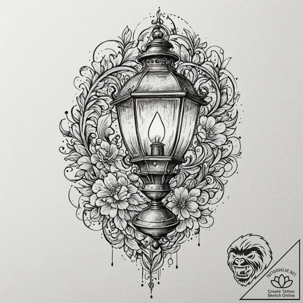 Lantern, tattoo flash sheet design, studio li... - tattoo sketch (№1751469778_0, 02.07.2025 15:22) — tattoovalue.net