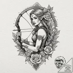 Elven archer, tattoo sketch design, on textur… – tattoo sketch (№1751469861_0, 02.07.2025 15:24) — tattoovalue.net