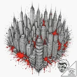 A watercolor sketch of the city in sin city,… – tattoo sketch (№1751469943_0, 02.07.2025 15:25) — tattoovalue.net