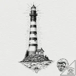 Tattoo design, a lighthouse, its beam is not… – tattoo sketch (№1751470871_0, 02.07.2025 15:41) — tattoovalue.net