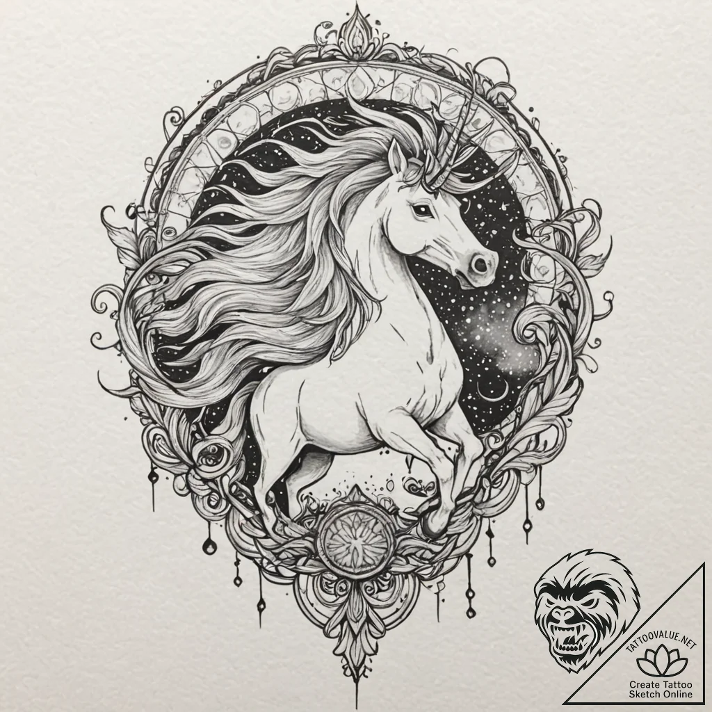 Tattoo design, sleipnir, his mane and tail ar... - tattoo sketch (№1751471033_0, 02.07.2025 15:43) — tattoovalue.net