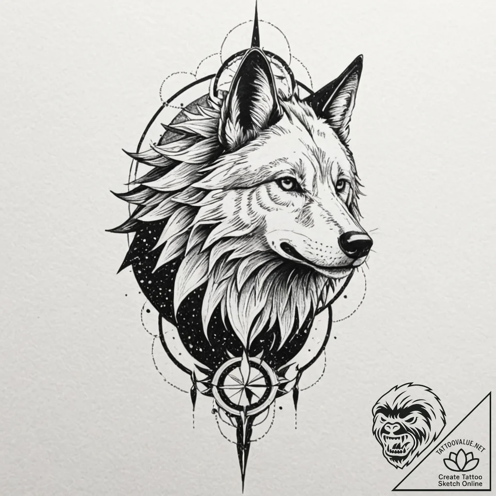 Tattoo design, silhouette of fenrir, filled w... - tattoo sketch (№1751471115_0, 02.07.2025 15:45) — tattoovalue.net