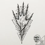 Tattoo design, handpoke style, a fork with be… – tattoo sketch (№1751471360_0, 02.07.2025 15:49) — tattoovalue.net