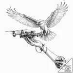 Tattoo design, a hand releasing a small recon… – tattoo sketch (№1751472717_0, 02.07.2025 16:11) — tattoovalue.net