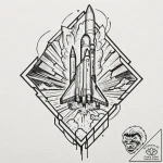 Tattoo design, a rocket launch system, styliz… – tattoo sketch (№1751472797_0, 02.07.2025 16:13) — tattoovalue.net