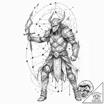Tattoo sketch of a norse warrior with shatter… – tattoo sketch (№1751472960_0, 02.07.2025 16:16) — tattoovalue.net