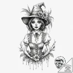 Tattoo design, a stunningly beautiful woman w… – tattoo sketch (№1751473531_0, 02.07.2025 16:25) — tattoovalue.net