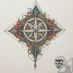 Tattoo design, a map being folded into an imp… – tattoo sketch (№1751473694_0, 02.07.2025 16:28) — tattoovalue.net