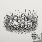 Tattoo design, a child’s drawing of a happy f… – tattoo sketch (№1751474431_0, 02.07.2025 16:40) — tattoovalue.net