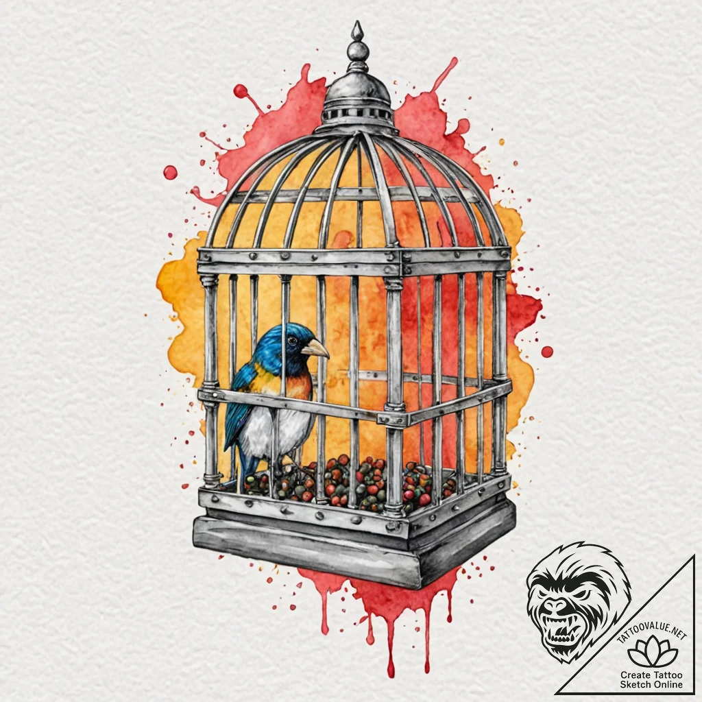 Tattoo design, a cage made of search bars, tr... - tattoo sketch (№1751474676_0, 02.07.2025 16:44) — tattoovalue.net