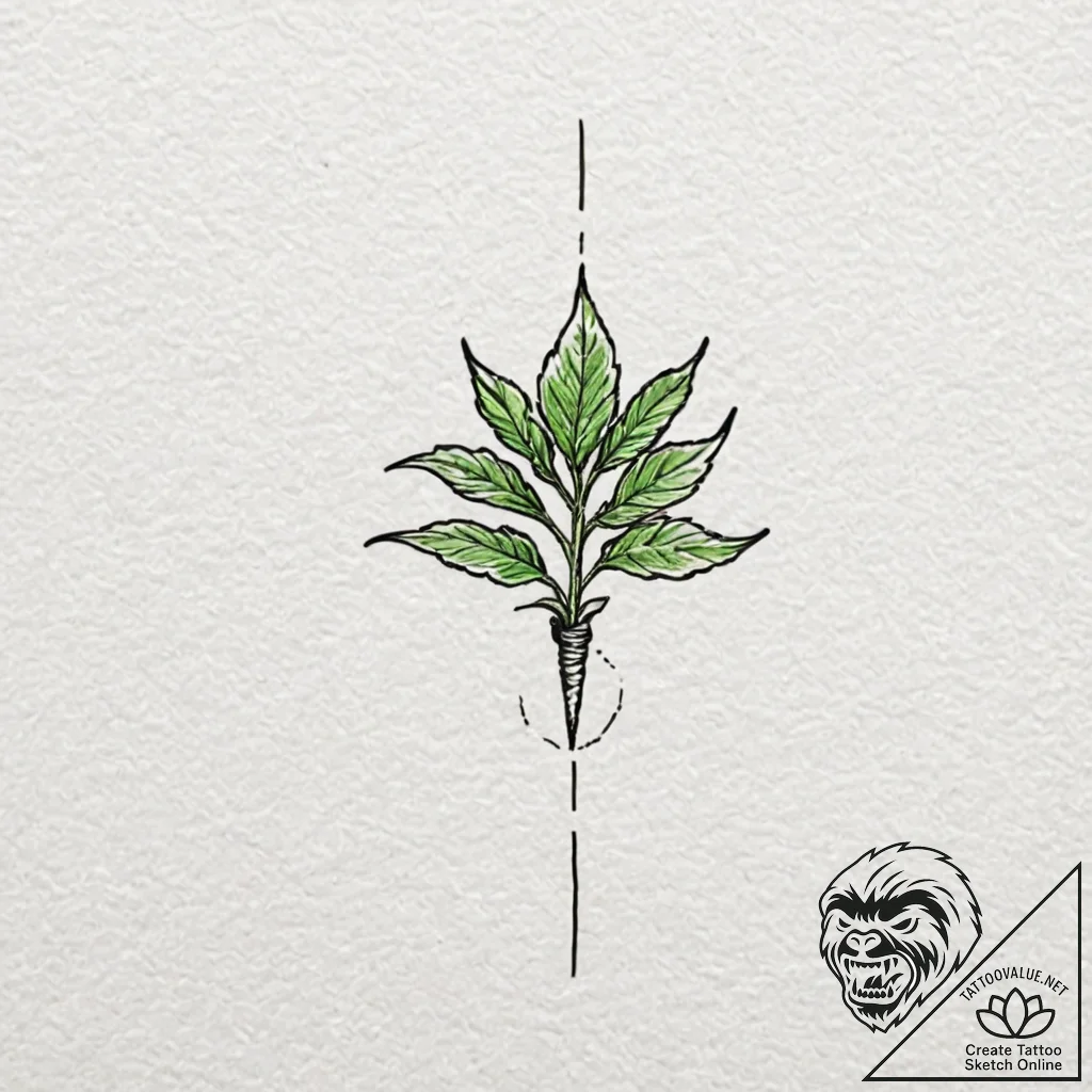 Tattoo design, a single green sprout growing... - tattoo sketch (№1751475249_0, 02.07.2025 16:54) — tattoovalue.net