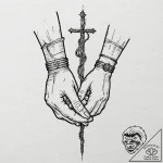 Tattoo design, handpoke style, two stick-figu… – tattoo sketch (№1751475330_0, 02.07.2025 16:55) — tattoovalue.net