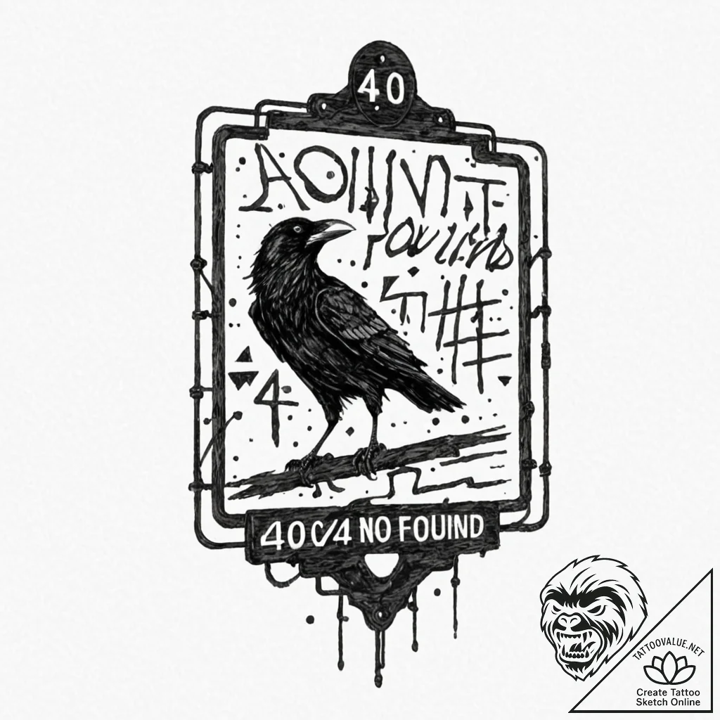 Tattoo design, a raven perched on a flickerin... - tattoo sketch (№1751475425_0, 02.07.2025 16:57) — tattoovalue.net