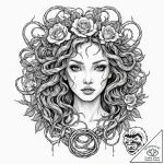Tattoo design, medusa portrait, her snakes ar… – tattoo sketch (№1751475668_0, 02.07.2025 17:01) — tattoovalue.net
