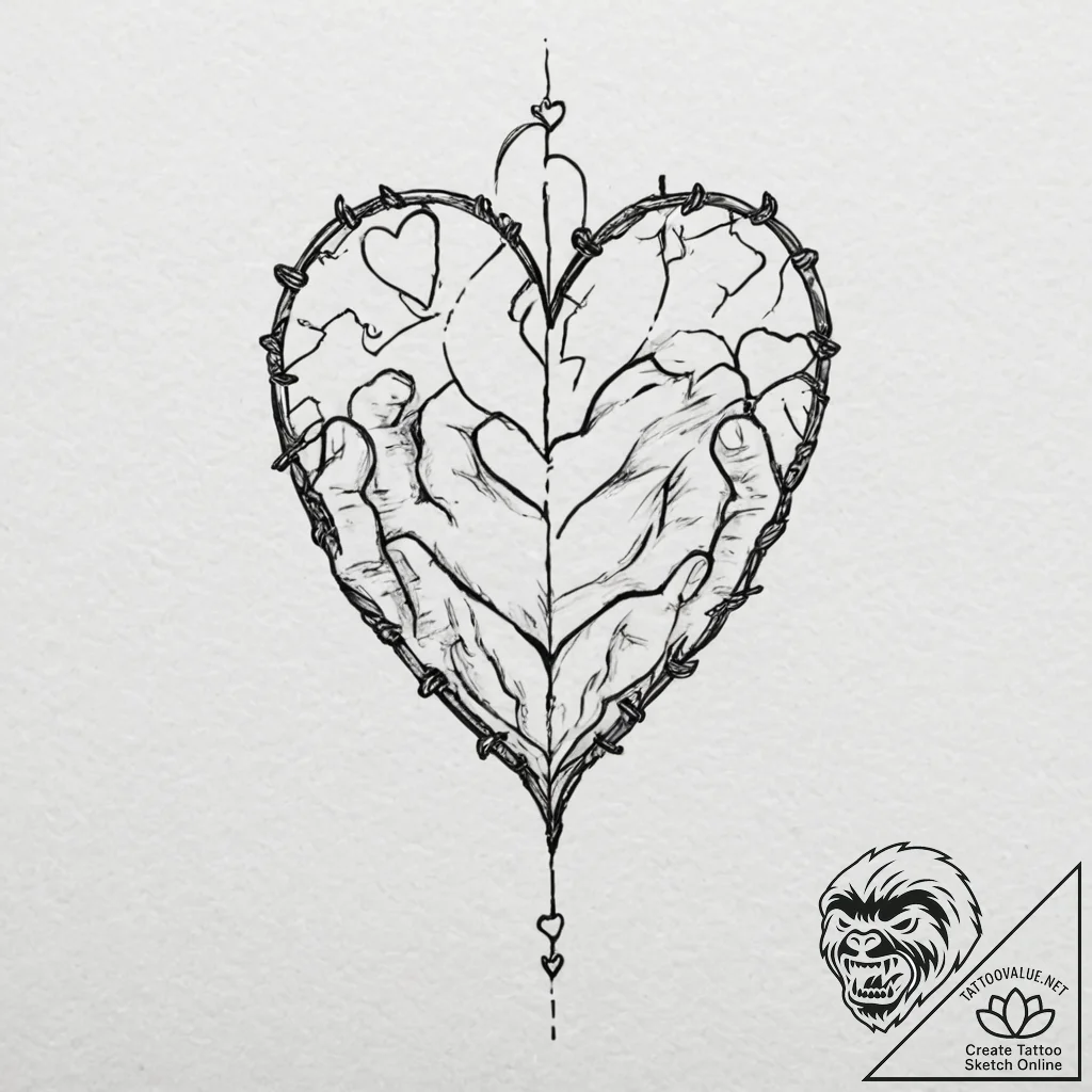 Tattoo design, handpoke style, the brackets "... - tattoo sketch (№1751475748_0, 02.07.2025 17:02) — tattoovalue.net