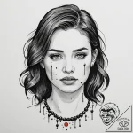 Tattoo design, a beautiful woman crying, her… – tattoo sketch (№1751476168_0, 02.07.2025 17:09) — tattoovalue.net