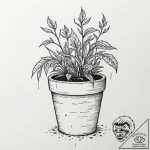Tattoo design, handpoke style, a plant in a p… – tattoo sketch (№1751476250_0, 02.07.2025 17:10) — tattoovalue.net