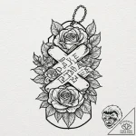 Tattoo design, a soldier’s dog tag, the name… – tattoo sketch (№1751477166_0, 02.07.2025 17:26) — tattoovalue.net