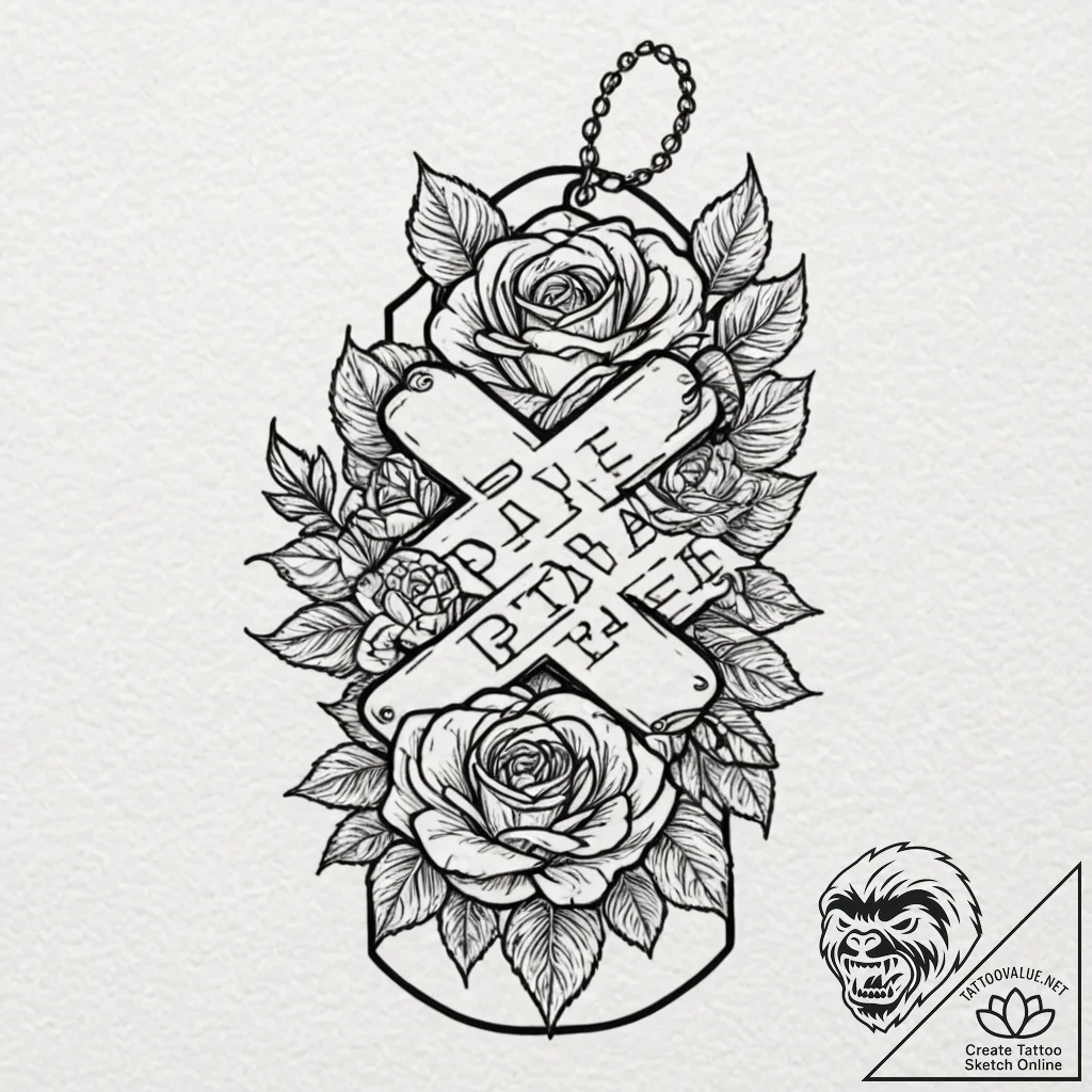 Tattoo design, a soldier's dog tag, the name... - tattoo sketch (№1751477166_0, 02.07.2025 17:26) — tattoovalue.net