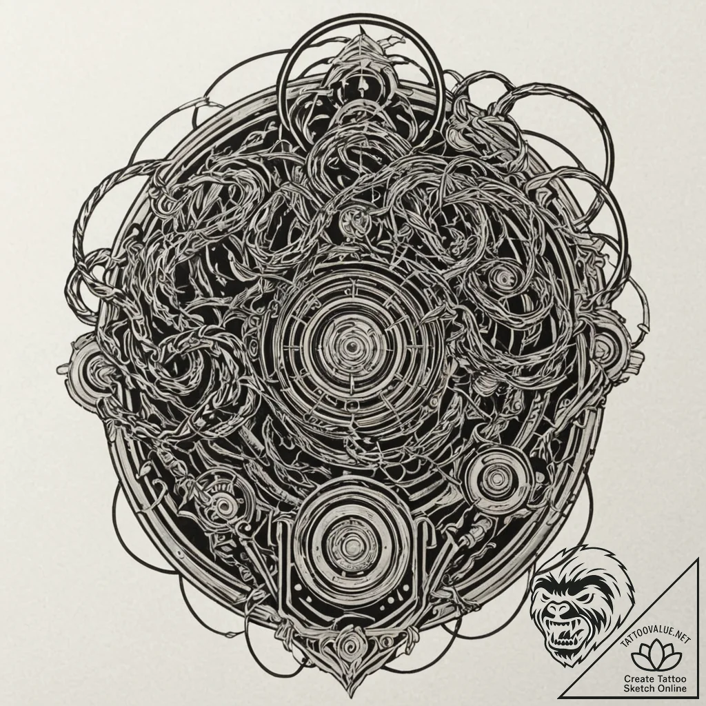 Tattoo design, abstract electronic warfare, a... - tattoo sketch (№1751477330_0, 02.07.2025 17:28) — tattoovalue.net