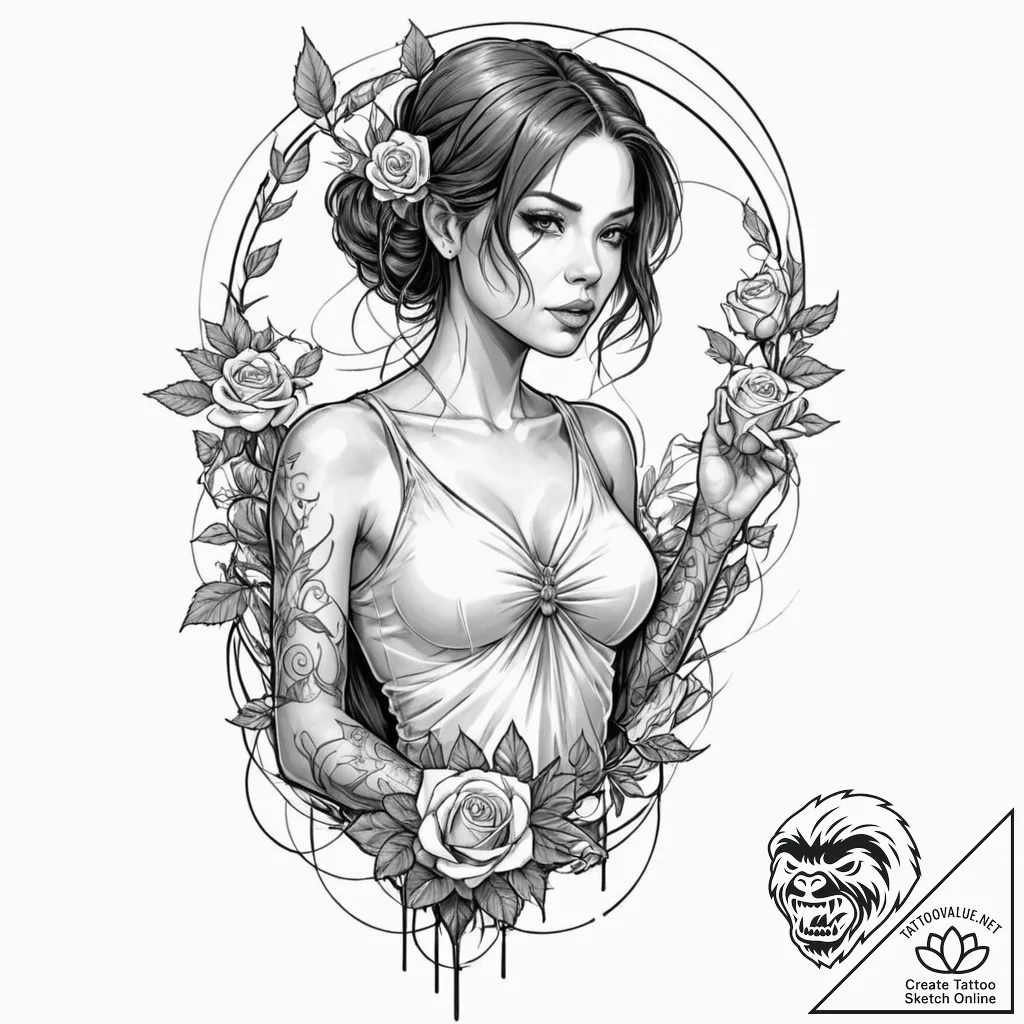 Tattoo sleeve design, data heist theme, a net... - tattoo sketch (№1751477505_0, 02.07.2025 17:31) — tattoovalue.net