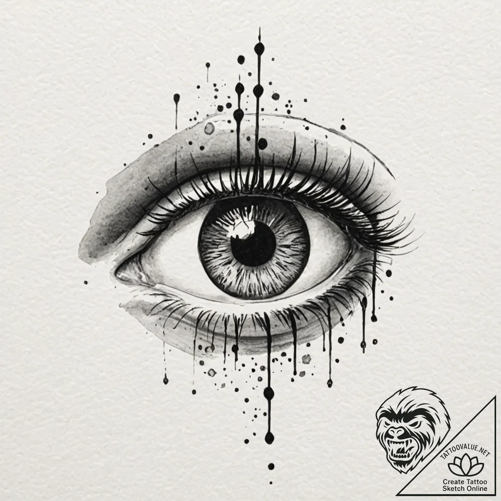 Tattoo design, handpoke style, a simplified e... - tattoo sketch (№1751477913_0, 02.07.2025 17:38) — tattoovalue.net