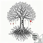 Tattoo design, a tree, its roots are cables,… – tattoo sketch (№1751478075_0, 02.07.2025 17:41) — tattoovalue.net
