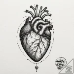 Tattoo design, a human heart connected to a u… – tattoo sketch (№1751478157_0, 02.07.2025 17:42) — tattoovalue.net