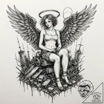 Tattoo sleeve design, junkyard angel, a chara… – tattoo sketch (№1751478239_0, 02.07.2025 17:43) — tattoovalue.net
