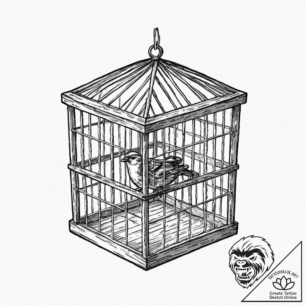 Tattoo design, a cage made of search bars, tr... - tattoo sketch (№1751478320_0, 02.07.2025 17:45) — tattoovalue.net