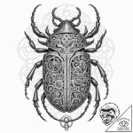 Tattoo design, a beetle, its carapace is made… – tattoo sketch (№1751478739_0, 02.07.2025 17:52) — tattoovalue.net