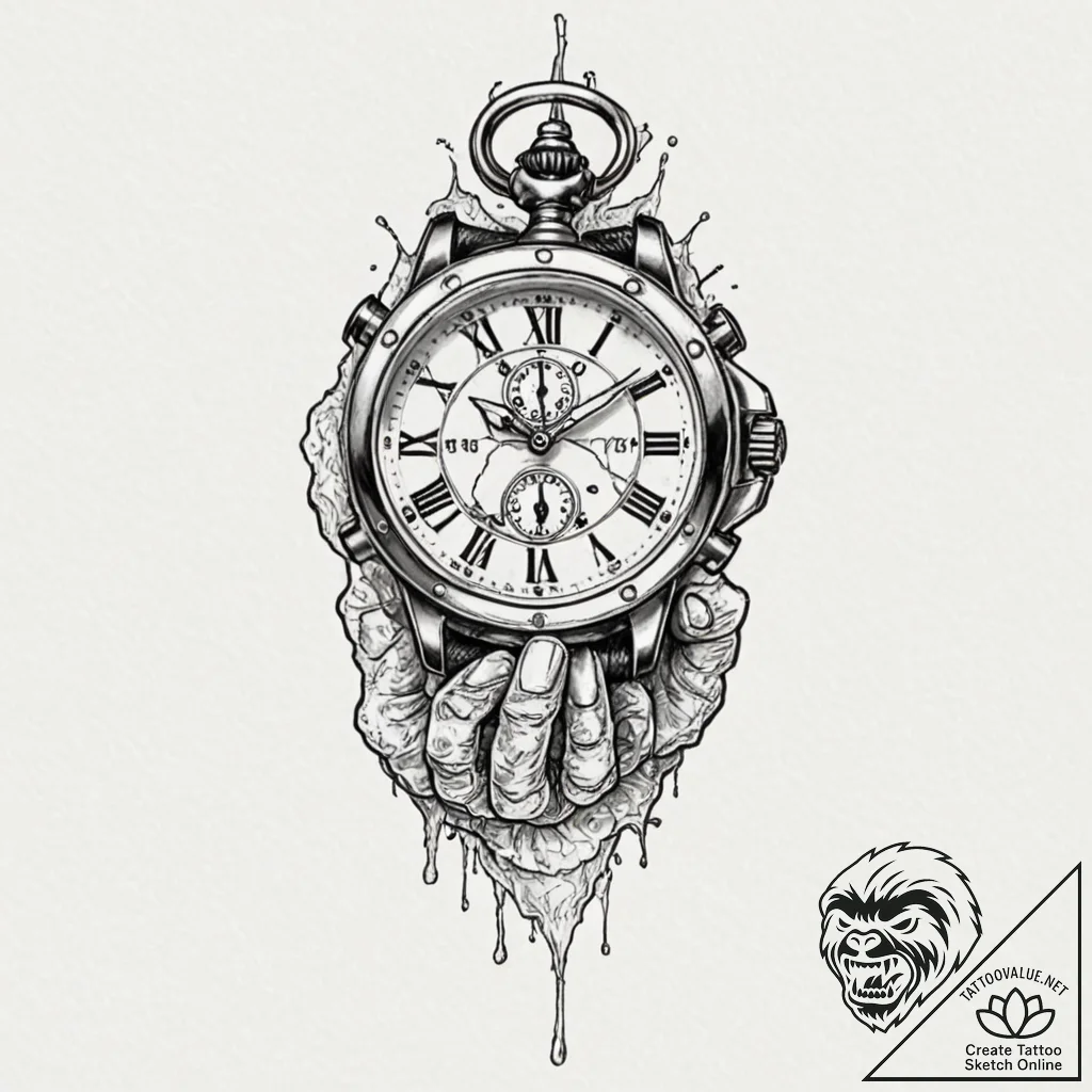 Tattoo design, a soldier's watch, the glass i... - tattoo sketch (№1751479239_0, 02.07.2025 18:00) — tattoovalue.net