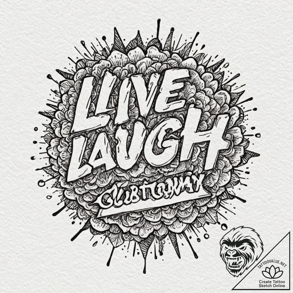 Tattoo design, the words "live laugh lobotomy... - tattoo sketch (№1751479815_0, 02.07.2025 18:10) — tattoovalue.net