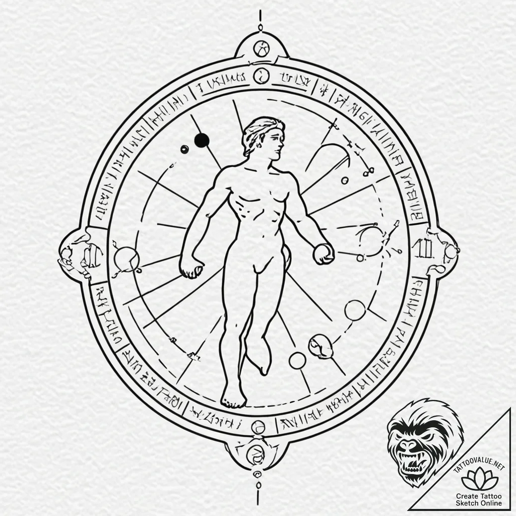 Tattoo design, a diagram showing the connecti... - tattoo sketch (№1751479897_0, 02.07.2025 18:11) — tattoovalue.net