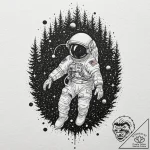 Tattoo design, an astronaut floating in space… – tattoo sketch (№1751480566_0, 02.07.2025 18:22) — tattoovalue.net
