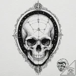 Tattoo design, a human skull, with a detailed… – tattoo sketch (№1751480647_0, 02.07.2025 18:24) — tattoovalue.net