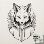 Tattoo design, a kitsune (fox spirit), wearin… – tattoo sketch (№1751480810_0, 02.07.2025 18:26) — tattoovalue.net