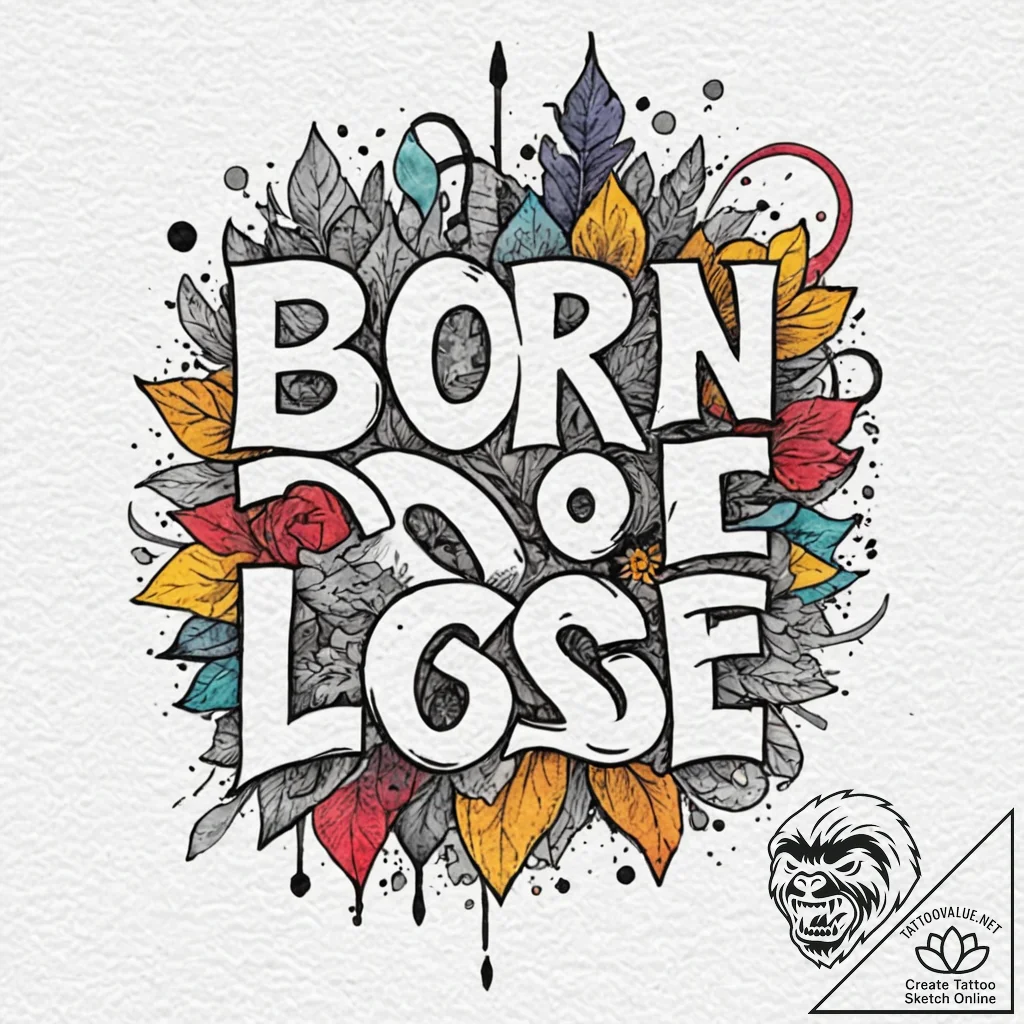 Tattoo design, handpoke style, the words "bor... - tattoo sketch (№1751480972_0, 02.07.2025 18:29) — tattoovalue.net