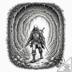 Tattoo sleeve design, dungeon crawler, a part… – tattoo sketch (№1751481054_0, 02.07.2025 18:30) — tattoovalue.net