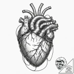 Tattoo design, anatomical heart made of wires… – tattoo sketch (№1751481135_0, 02.07.2025 18:32) — tattoovalue.net
