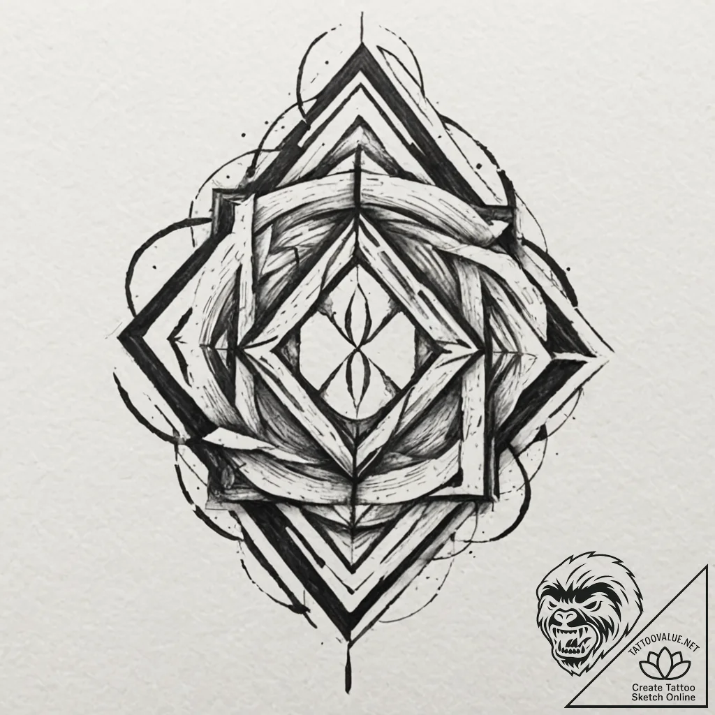Tattoo design, runes deconstructed and reasse... - tattoo sketch (№1751481637_0, 02.07.2025 18:40) — tattoovalue.net