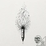 Tattoo design, a matchstick, its flame is a t… – tattoo sketch (№1751481894_0, 02.07.2025 18:44) — tattoovalue.net