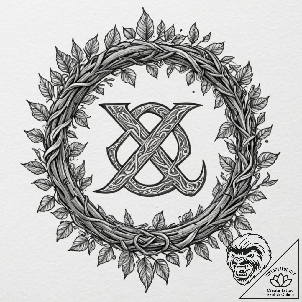 Tattoo design, runes carved into living wood... - tattoo sketch (№1751482383_0, 02.07.2025 18:53) — tattoovalue.net
