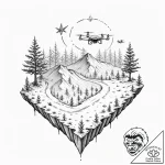 Tattoo design, a drone carrying a single sapl… – tattoo sketch (№1751482464_0, 02.07.2025 18:54) — tattoovalue.net
