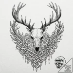 Tattoo design, skull of the deer eikthyrnir,… – tattoo sketch (№1751482801_0, 02.07.2025 19:00) — tattoovalue.net